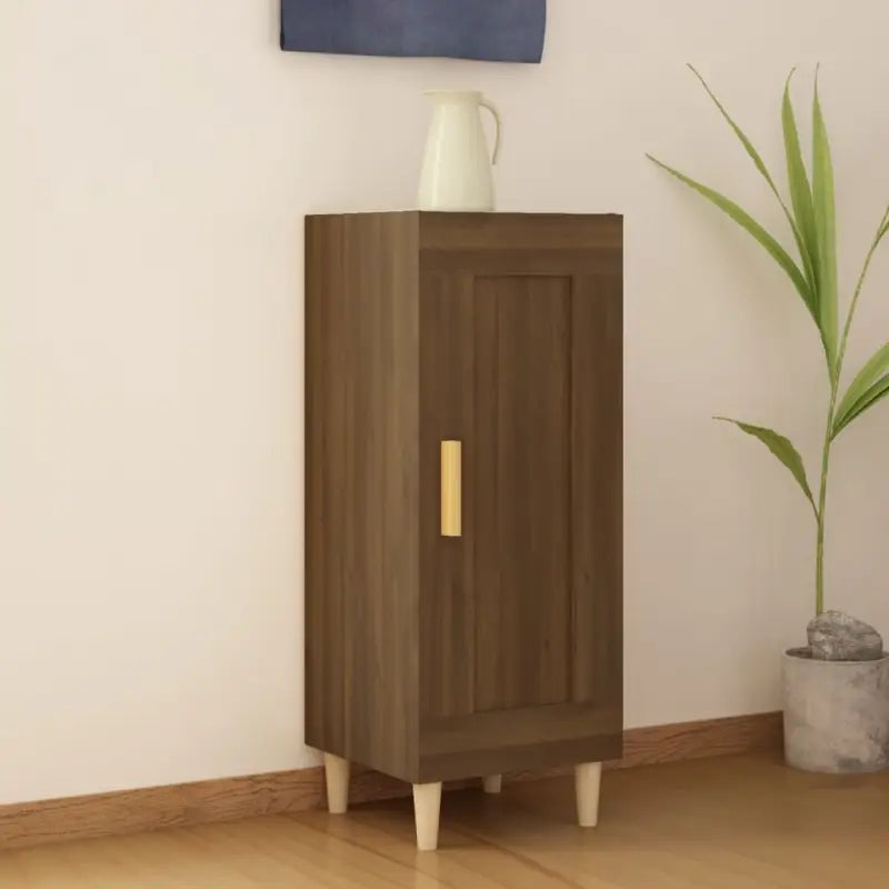 Dressoir met bewerkt hout en houten poten voor je kamer - bruin eikenkleur / 1 - Dressoirs & buffetkasten