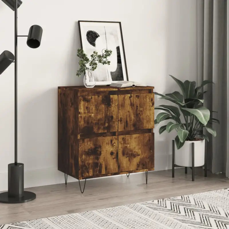 Dressoir met bewerkt hout en ijzeren poten voor een tijdloze uitstraling - Gerookt eiken / 1 - Dressoirs & buffetkasten