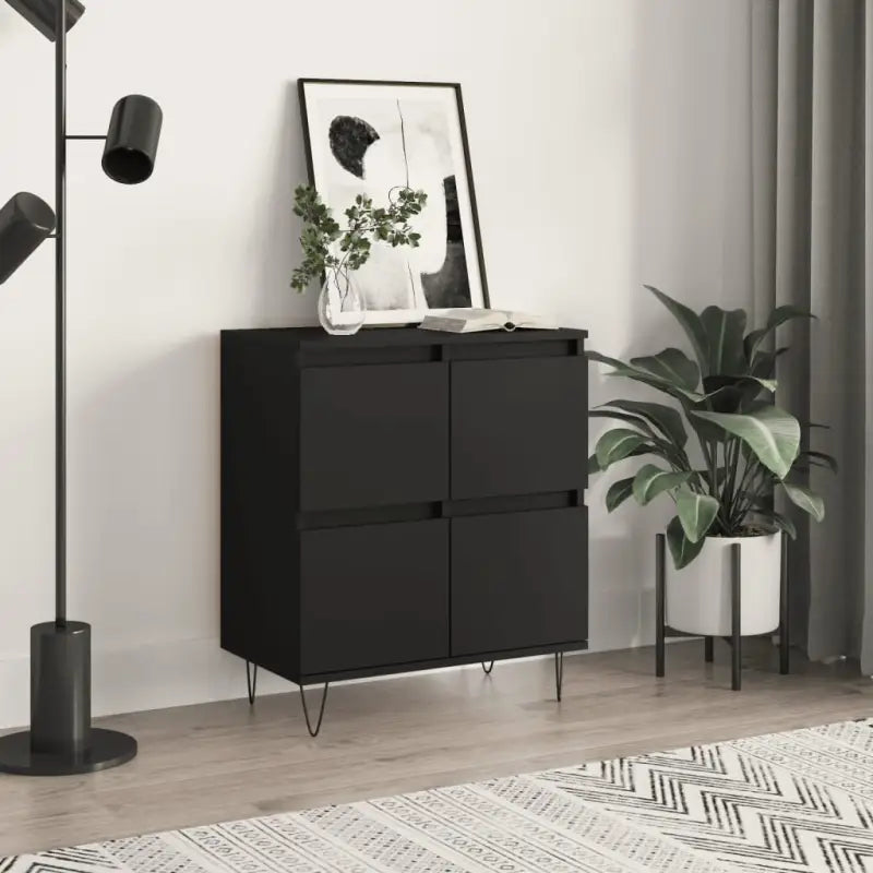 Dressoir met bewerkt hout en ijzeren poten voor een tijdloze uitstraling - Zwart / 1 - Dressoirs & buffetkasten