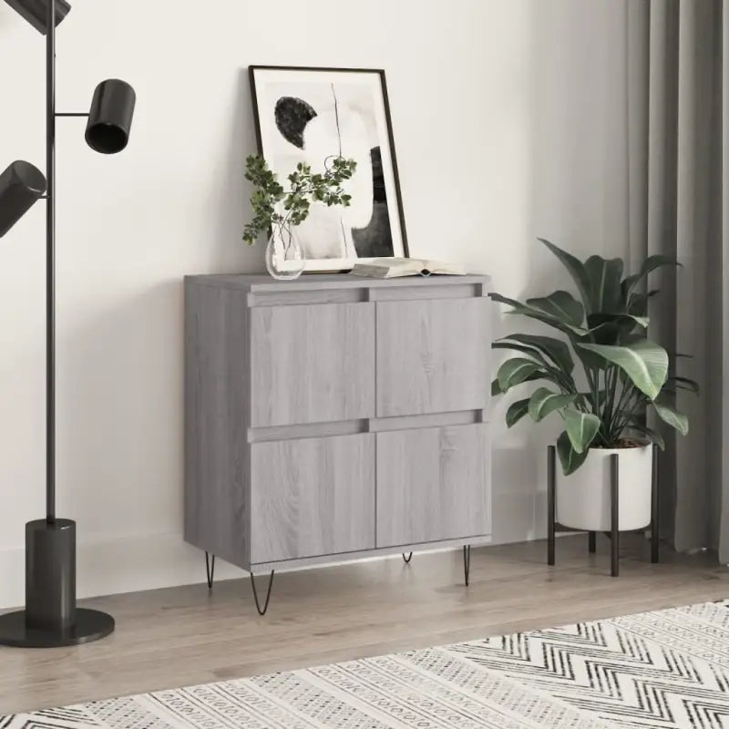 Dressoir met bewerkt hout en ijzeren poten voor een tijdloze uitstraling - Grijs sonoma / 1 - Dressoirs & buffetkasten
