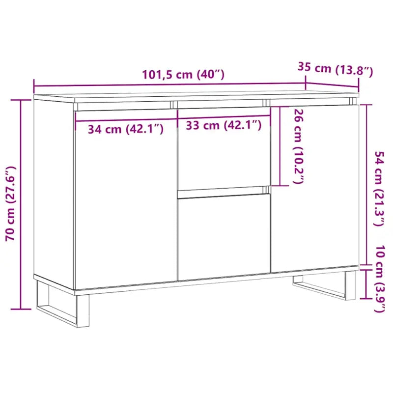 Dressoir met bewerkt hout en ijzeren poten voor een tijdloze look - Dressoirs & buffetkasten