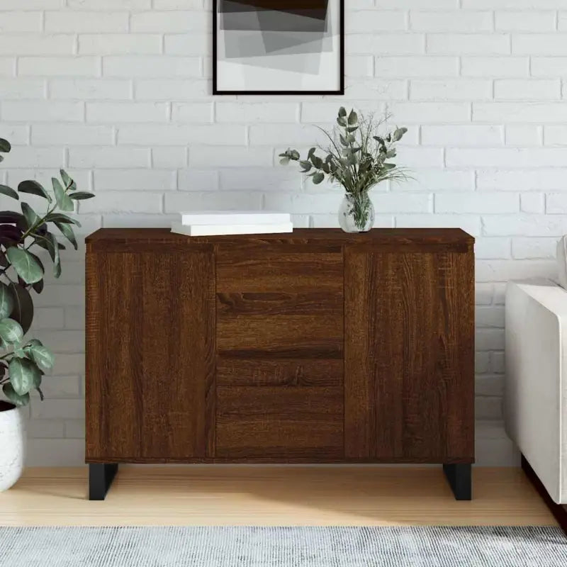 Dressoir met bewerkt hout en ijzeren poten voor een tijdloze look - bruin eikenkleur / 1 - Dressoirs & buffetkasten