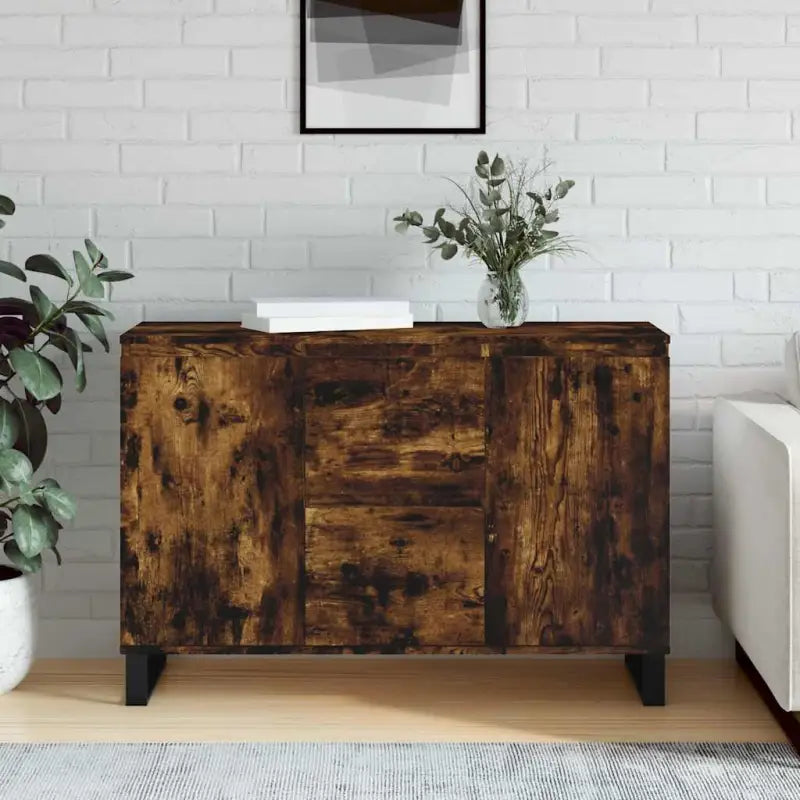 Dressoir met bewerkt hout en ijzeren poten voor een tijdloze look - Gerookt eiken / 1 - Dressoirs & buffetkasten