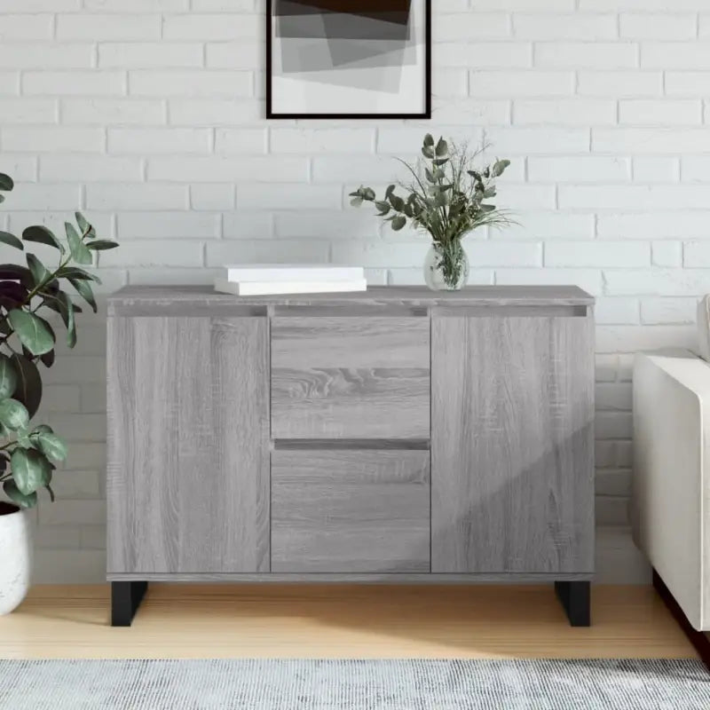 Dressoir met bewerkt hout en ijzeren poten voor een tijdloze look - Grijs sonoma / 1 - Dressoirs & buffetkasten