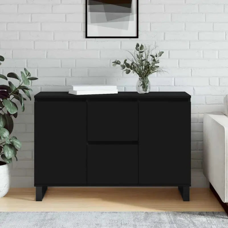 Dressoir met bewerkt hout en ijzeren poten voor een tijdloze look - Zwart / 1 - Dressoirs & buffetkasten