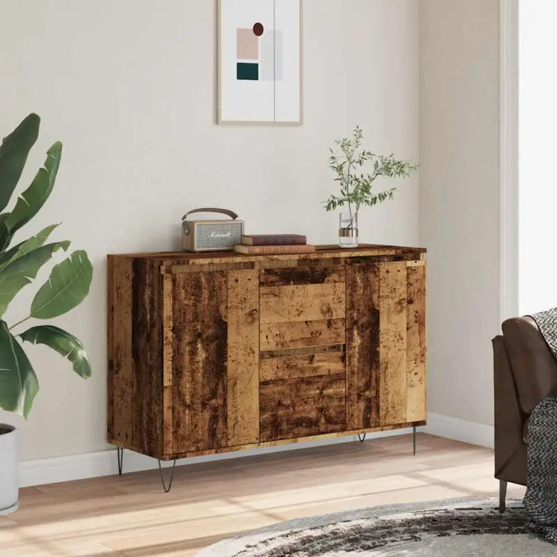 Dressoir met bewerkt hout en ijzeren poten voor een tijdloze look - Oud hout / 1 - Dressoirs & buffetkasten