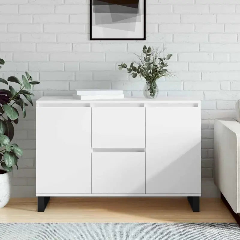 Dressoir met bewerkt hout en ijzeren poten voor een tijdloze look - Wit / 1 - Dressoirs & buffetkasten