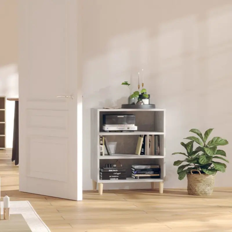 Dressoir met bewerkt hout en stabiele houten poten - Betongrijs / 1 - Dressoirs & buffetkasten