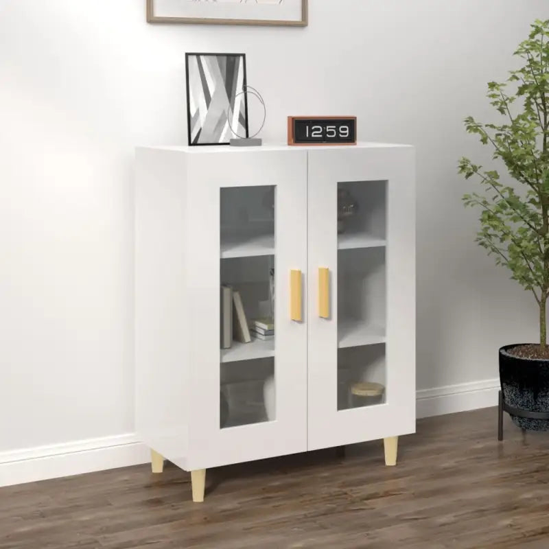 Dressoir met glazen deuren en stevig bewerkt hout voor minimale charme - Hoogglans wit / 1 - Dressoirs & buffetkasten