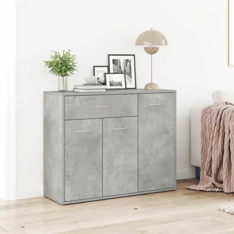 Dressoir met grote lade van bewerkt hout een minimalistisch ontwerp - Betongrijs / 1 - Dressoirs & buffetkasten