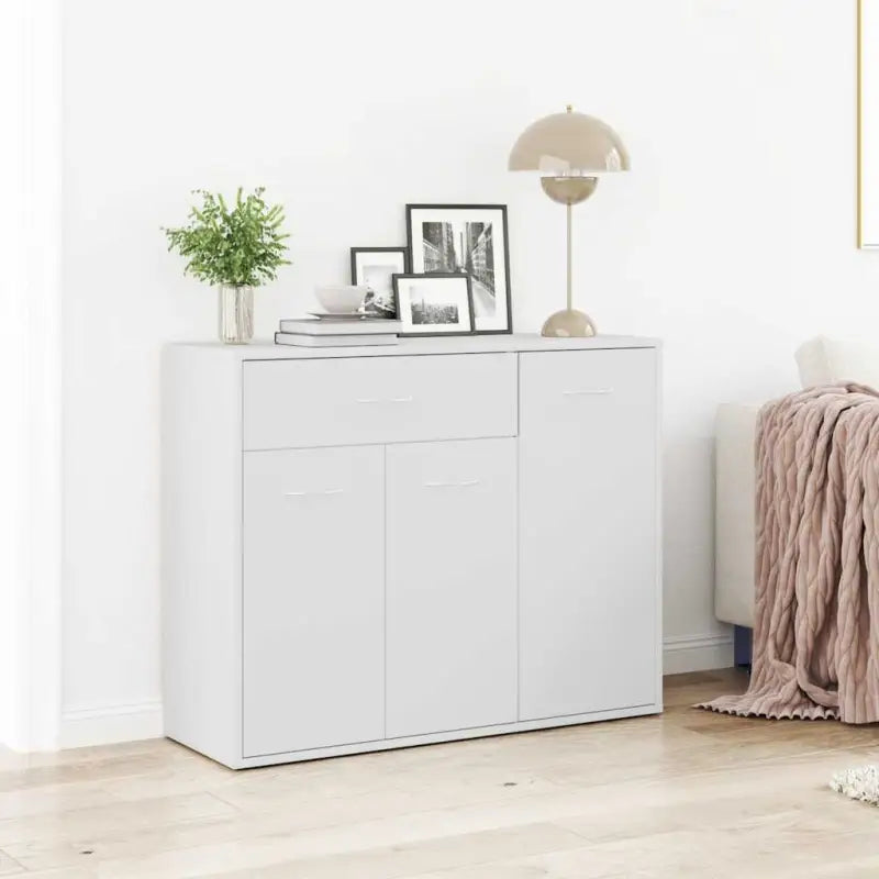 Dressoir met grote lade van bewerkt hout een minimalistisch ontwerp - Wit / 1 - Dressoirs & buffetkasten