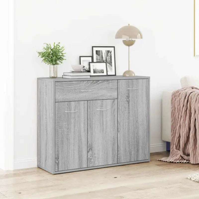 Dressoir met grote lade van bewerkt hout een minimalistisch ontwerp - Grijs sonoma / 1 - Dressoirs & buffetkasten