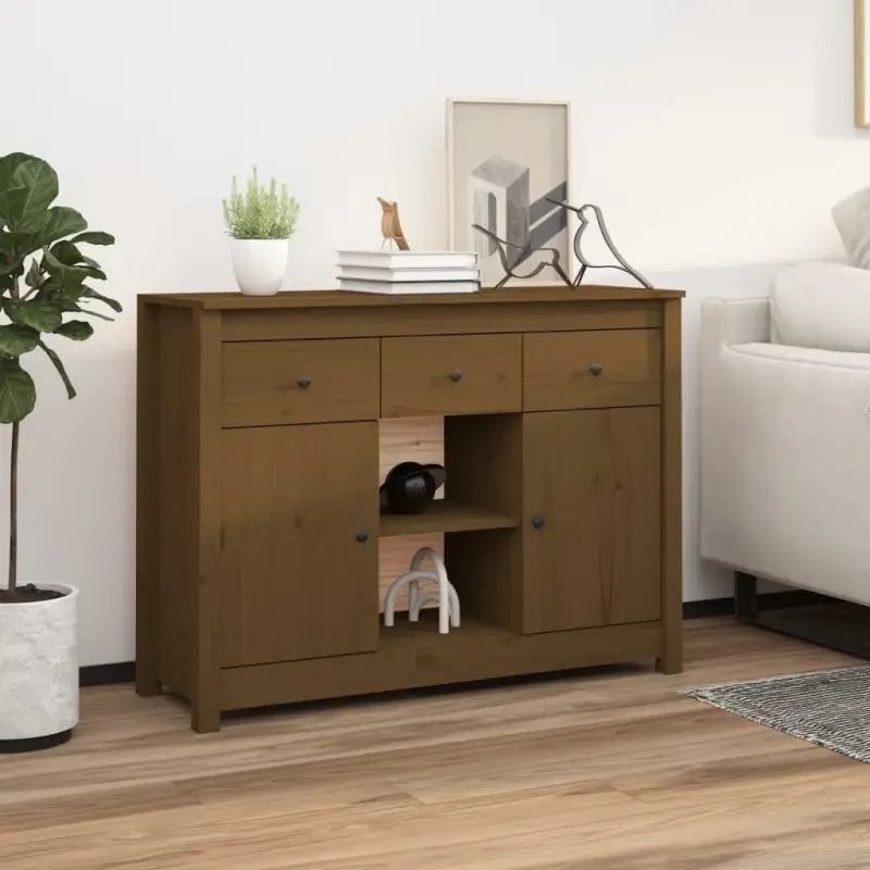 Dressoir met massief grenenhout voor elegante woonkameropslag - Honingbruin / 1 - Dressoirs & buffetkasten
