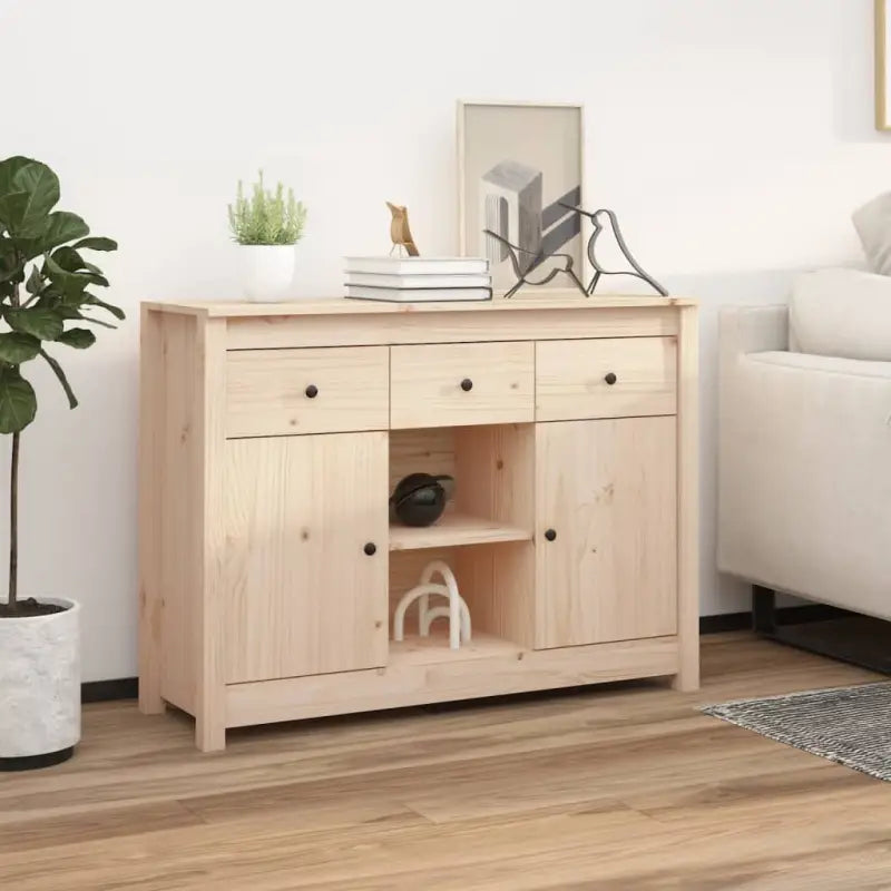 Dressoir met massief grenenhout voor elegante woonkameropslag - Naturel / 1 - Dressoirs & buffetkasten