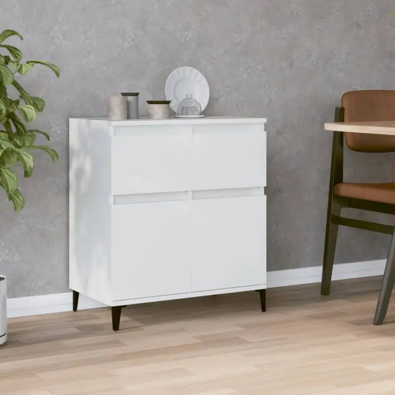Dressoir met metalen poten en bewerkt hout voor een stijlvol interieur - Wit / 1 - Dressoirs & buffetkasten