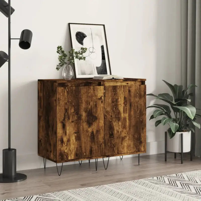 Dressoir met metalen poten en bewerkt hout voor een tijdloze uitstraling - Gerookt eiken / 2 - Dressoirs & buffetkasten