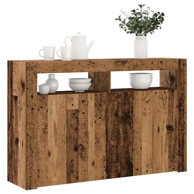 Dressoir met rgb led-verlichting en duurzaam bewerkt hout - Oud hout / 115.5 x 30 x 75 cm / 1 - Dressoirs & buffetkasten