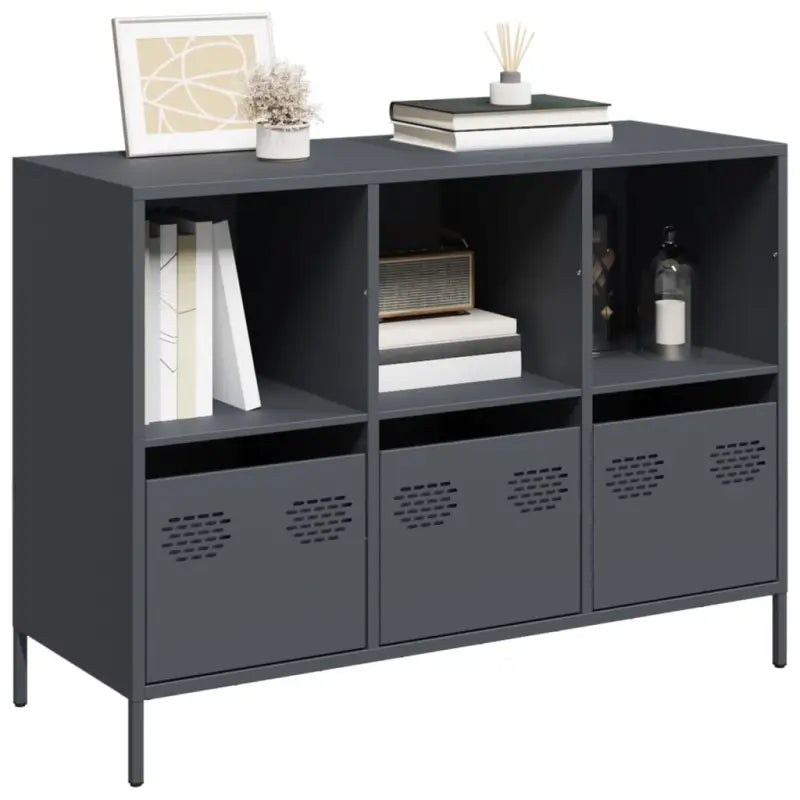 Dressoir met stevig tafelblad van koudgewalst staal - Antraciet / 1 / 101.5 cm - Dressoirs & buffetkasten