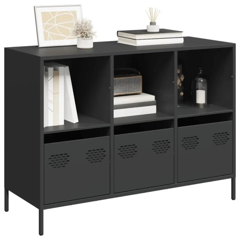 Dressoir met stevig tafelblad van koudgewalst staal - Zwart / 1 / 101.5 cm - Dressoirs & buffetkasten