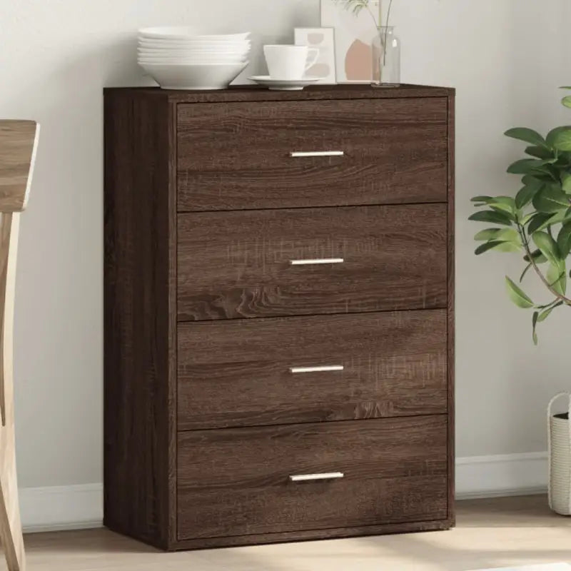 Dressoir of buffetkast van bewerkt hout met trendy en stevig design - bruin eikenkleur / 1 - Dressoirs & buffetkasten