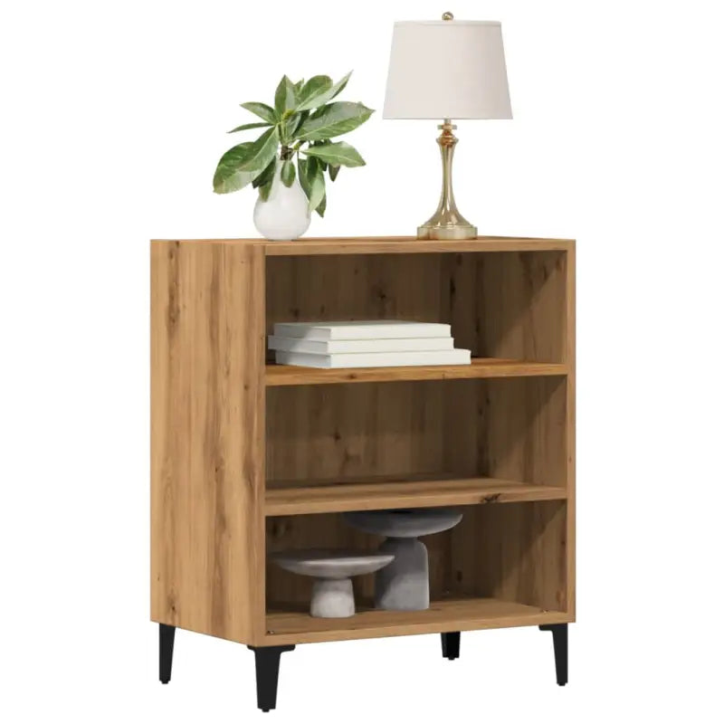 Dressoir van bewerkt hout in hoogglans grijs voor je woonkamer - artisanaal eikenkleurig / 1 - Dressoirs & buffetkasten