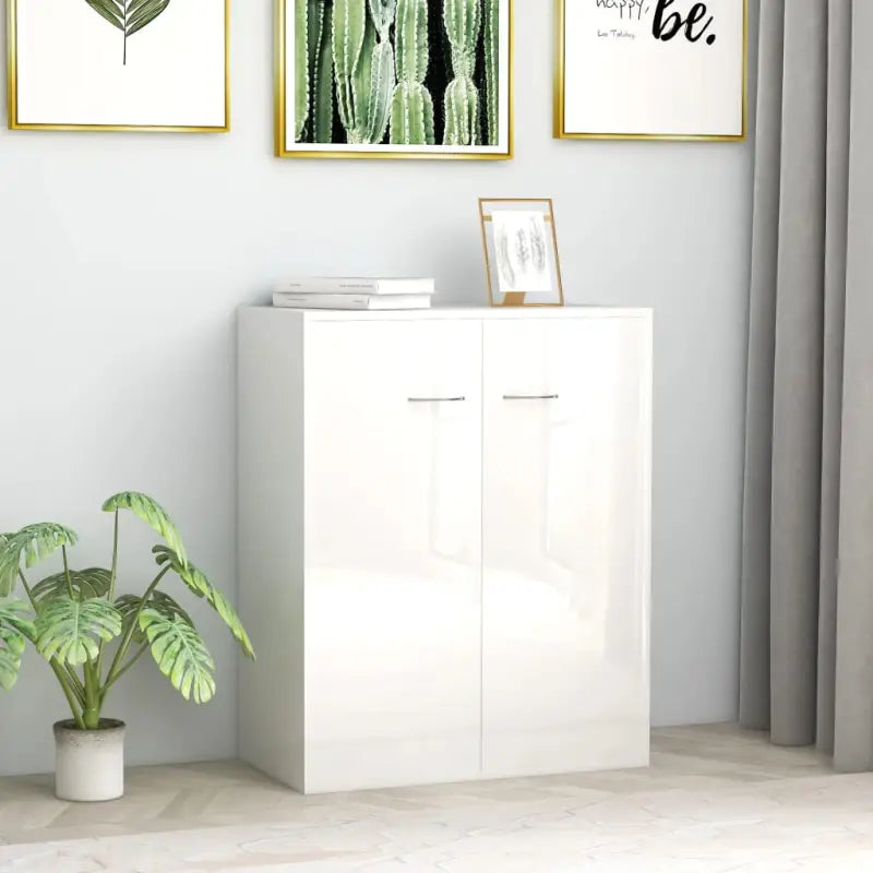 Dressoir van bewerkt hout met minimalistisch ontwerp en opbergruimte - Hoogglans wit / 1 - Dressoirs & buffetkasten