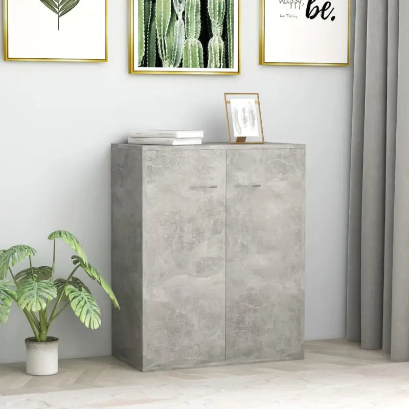 Dressoir van bewerkt hout met minimalistisch ontwerp en opbergruimte - Betongrijs / 1 - Dressoirs & buffetkasten