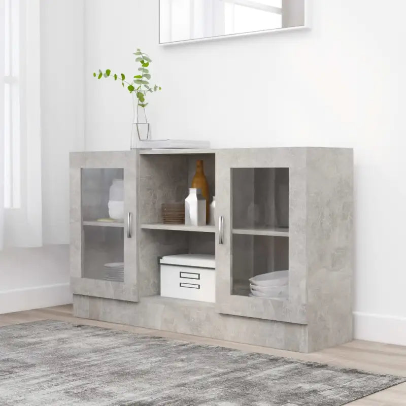 Dressoir van bewerkt hout voor een praktische en stijlvolle kamer - Betongrijs / 1 / Bewerkt hout en glas - Dressoirs &