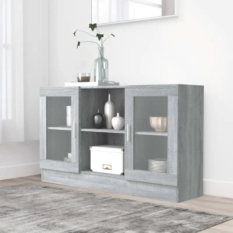Dressoir van bewerkt hout voor een praktische en stijlvolle kamer - Grijs sonoma / 1 / Bewerkt hout en glas - Dressoirs