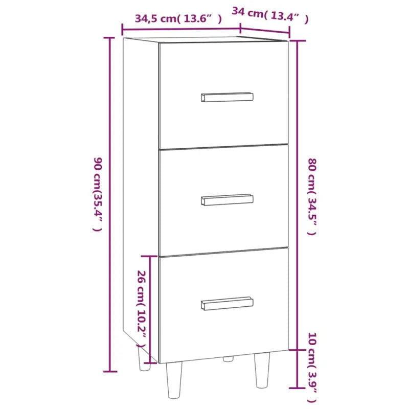Dressoir van gerookt eiken met bewerkt hout en houten poten - Dressoirs & buffetkasten