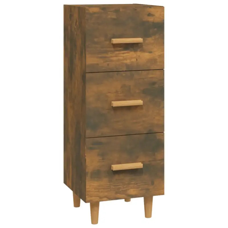 Dressoir van gerookt eiken met bewerkt hout en houten poten - Dressoirs & buffetkasten