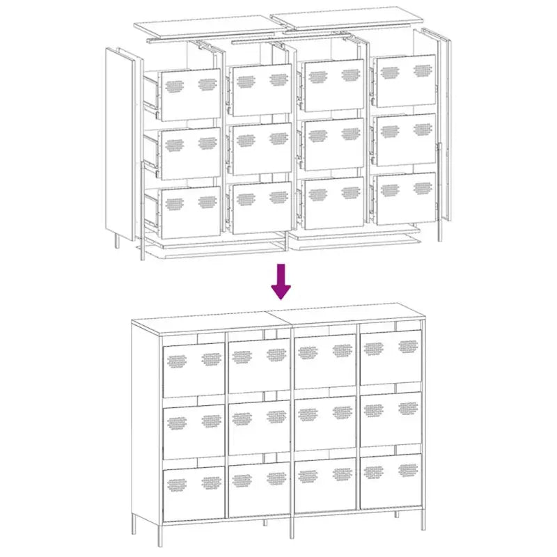 Dressoir van koudgewalst staal met stevig tafelblad voor je interieur - Dressoirs & buffetkasten