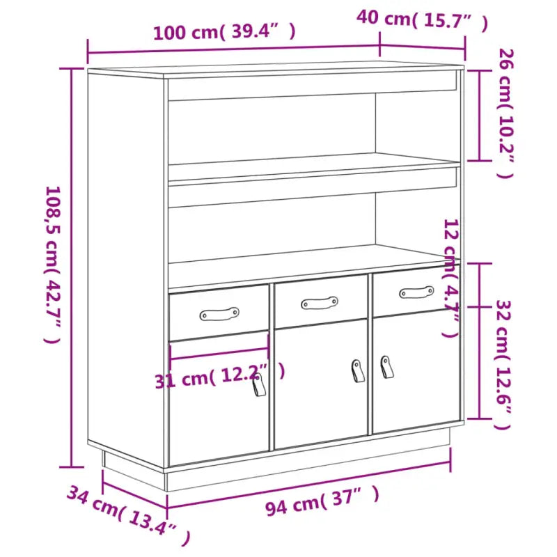 Dressoir van massief grenenhout voor woonkamer slaapkamer of kantoor - Dressoirs & buffetkasten