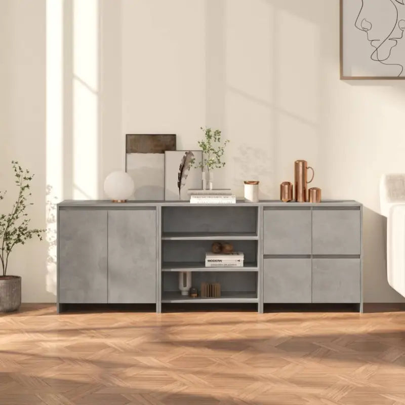 Dressoirs en buffetkasten van bewerkt hout met afmetingen op maat - Betongrijs / 3 - Dressoirs & buffetkasten