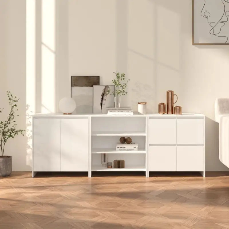 Dressoirs en buffetkasten van bewerkt hout met afmetingen op maat - Wit / 3 - Dressoirs & buffetkasten