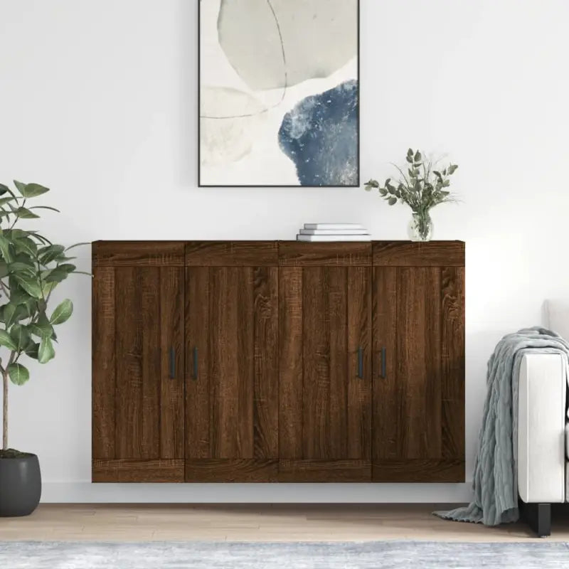 Dressoirs en buffetkasten van bewerkt hout met extra opbergruimte - bruin eikenkleur / 2 / Rond zwart - Dressoirs &