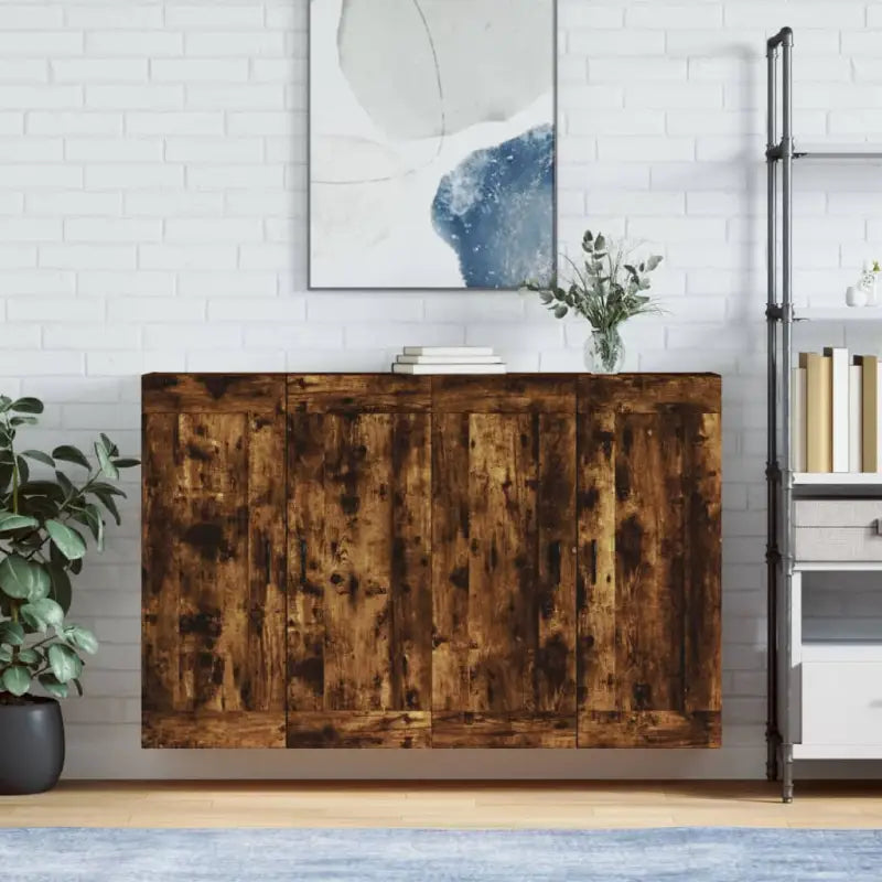 Dressoirs en buffetkasten van bewerkt hout met extra opbergruimte - Gerookt eiken / 2 / Groefzwart - Dressoirs &