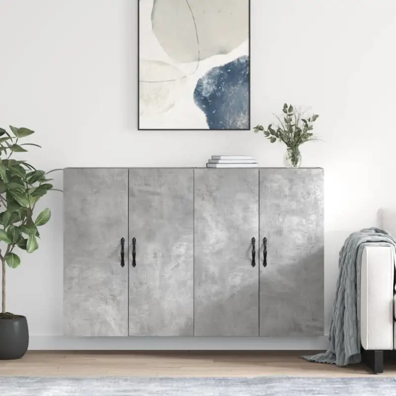 Dressoirs en buffetkasten van bewerkt hout met extra opbergruimte - Betongrijs / 2 / Bladzwart - Dressoirs &