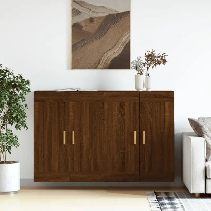 Dressoirs en buffetkasten van bewerkt hout met extra opbergruimte - bruin eikenkleur / 2 / Hout - Dressoirs &