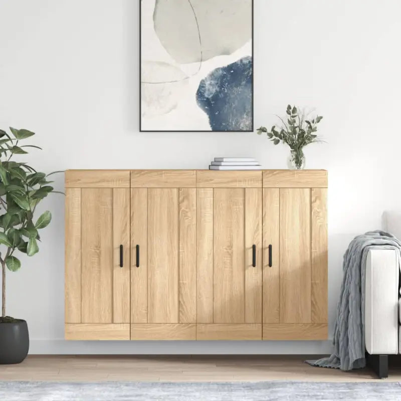 Dressoirs en buffetkasten van bewerkt hout met extra opbergruimte - Sonoma eiken / 2 / Rond zwart - Dressoirs &