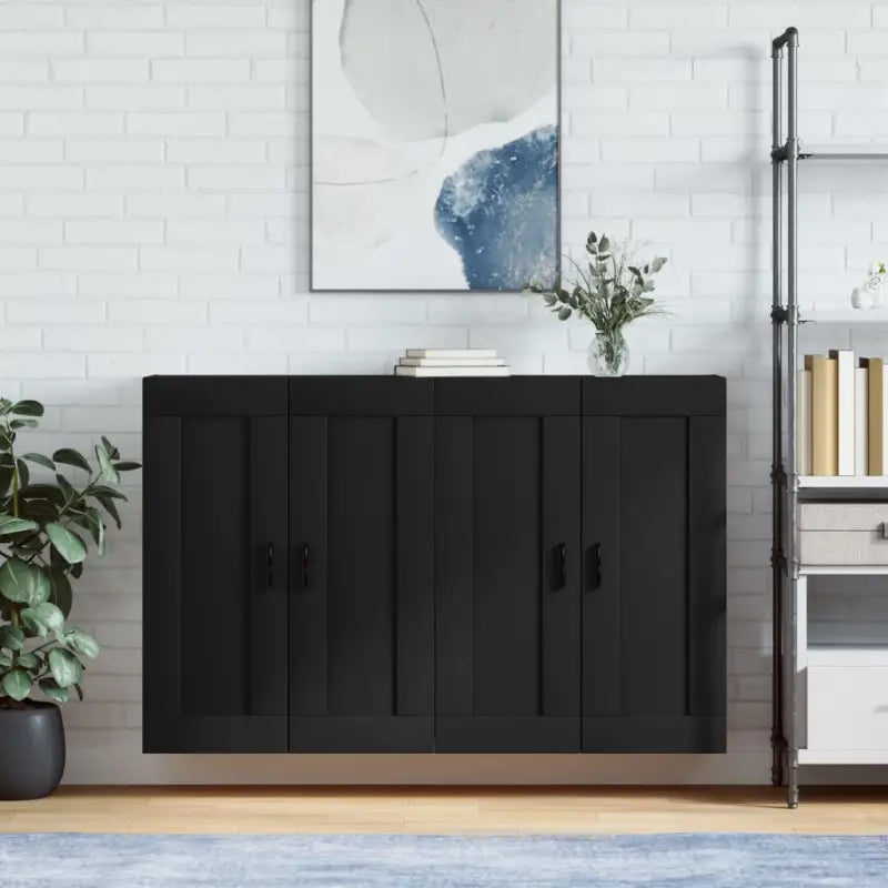 Dressoirs en buffetkasten van bewerkt hout met extra opbergruimte - Zwart / 2 / Groefzwart - Dressoirs & buffetkasten