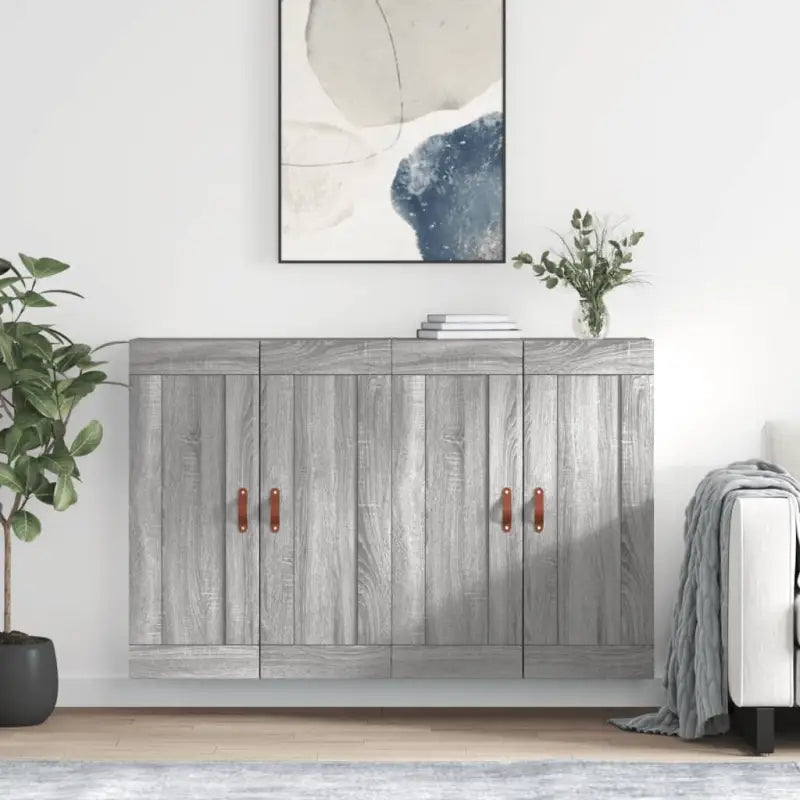Dressoirs en buffetkasten van bewerkt hout met extra opbergruimte - Grijs sonoma / 2 / Leer - Dressoirs & buffetkasten