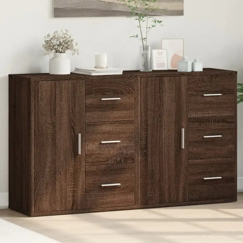 Dressoirs en buffetkasten van bewerkt hout met trendy design - bruin eikenkleur / 1 - Dressoirs & buffetkasten