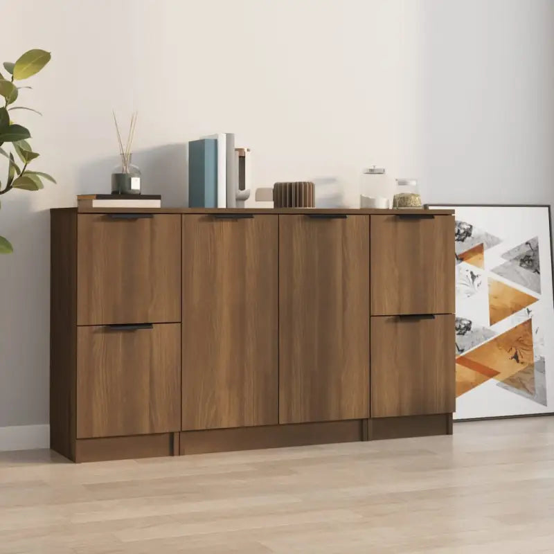 Dressoirs van bewerkt hout gemakkelijk schoon en minimalistisch ontwerp - bruin eikenkleur / 3 - Dressoirs &