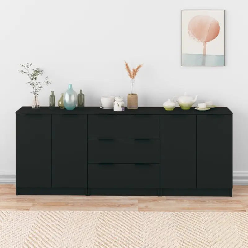 Dressoirs van bewerkt hout gemakkelijk schoon minimalistische uitstraling - Zwart / 3 - Dressoirs & buffetkasten