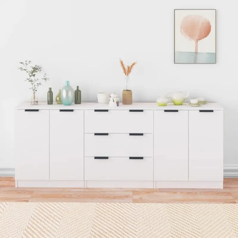 Dressoirs van bewerkt hout gemakkelijk schoon minimalistische uitstraling - Wit / 3 - Dressoirs & buffetkasten