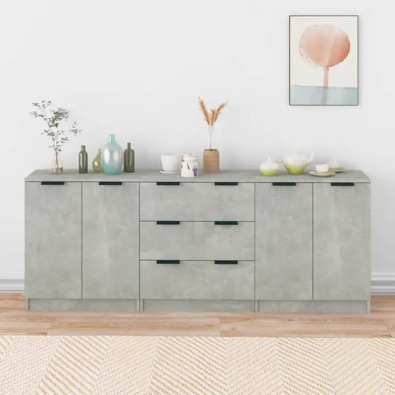 Dressoirs van bewerkt hout gemakkelijk schoon minimalistische uitstraling - Betongrijs / 3 - Dressoirs & buffetkasten