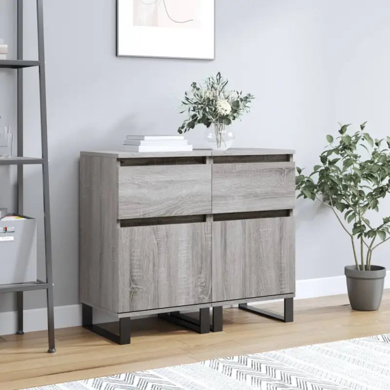 Dressoirs van bewerkt hout met ijzeren poten voor een tijdloze uitstraling - Grijs sonoma / 2 - Dressoirs & buffetkasten