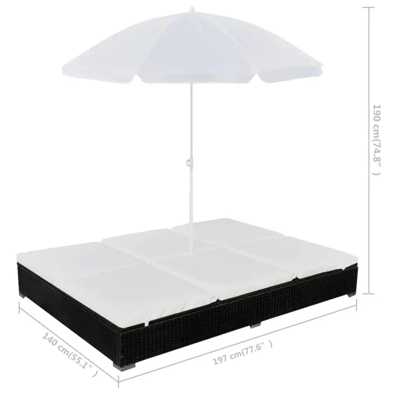 Dubbel ligbed voor buiten van waterbestendig PE rattan - Tuinbedden