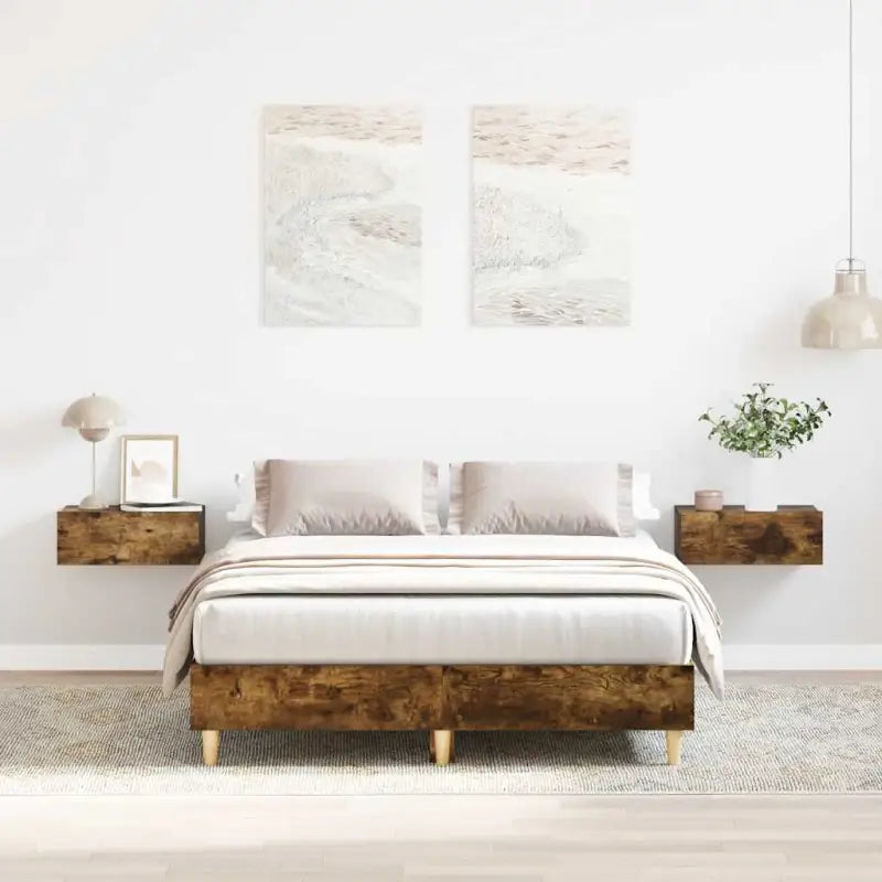 Duurzaam bedframe met multiplex lattenbodem voor een goede nachtrust - Gerookt eiken / 140 x 190 cm - Bedden & bedframes